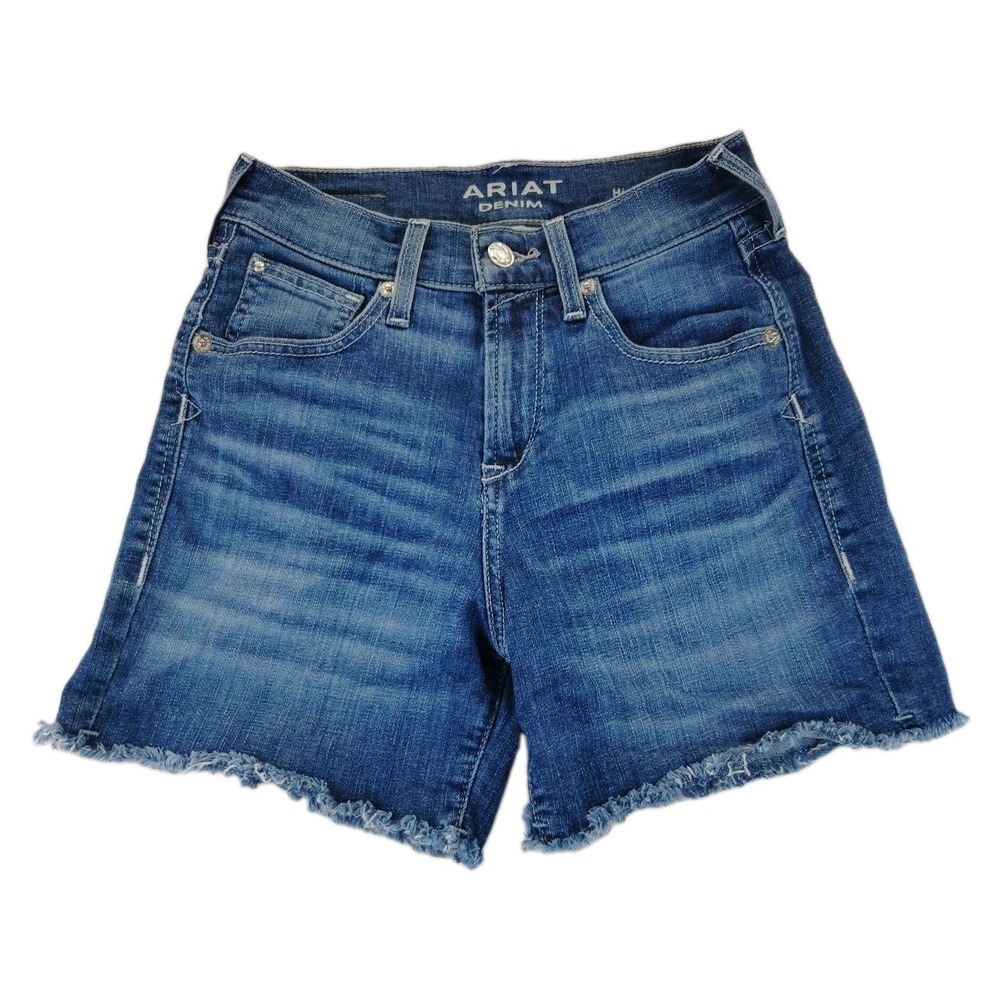 Ariat Denim Boyfriend Shorts Women's Size 24R Medium Wash Raw Frayed Hem